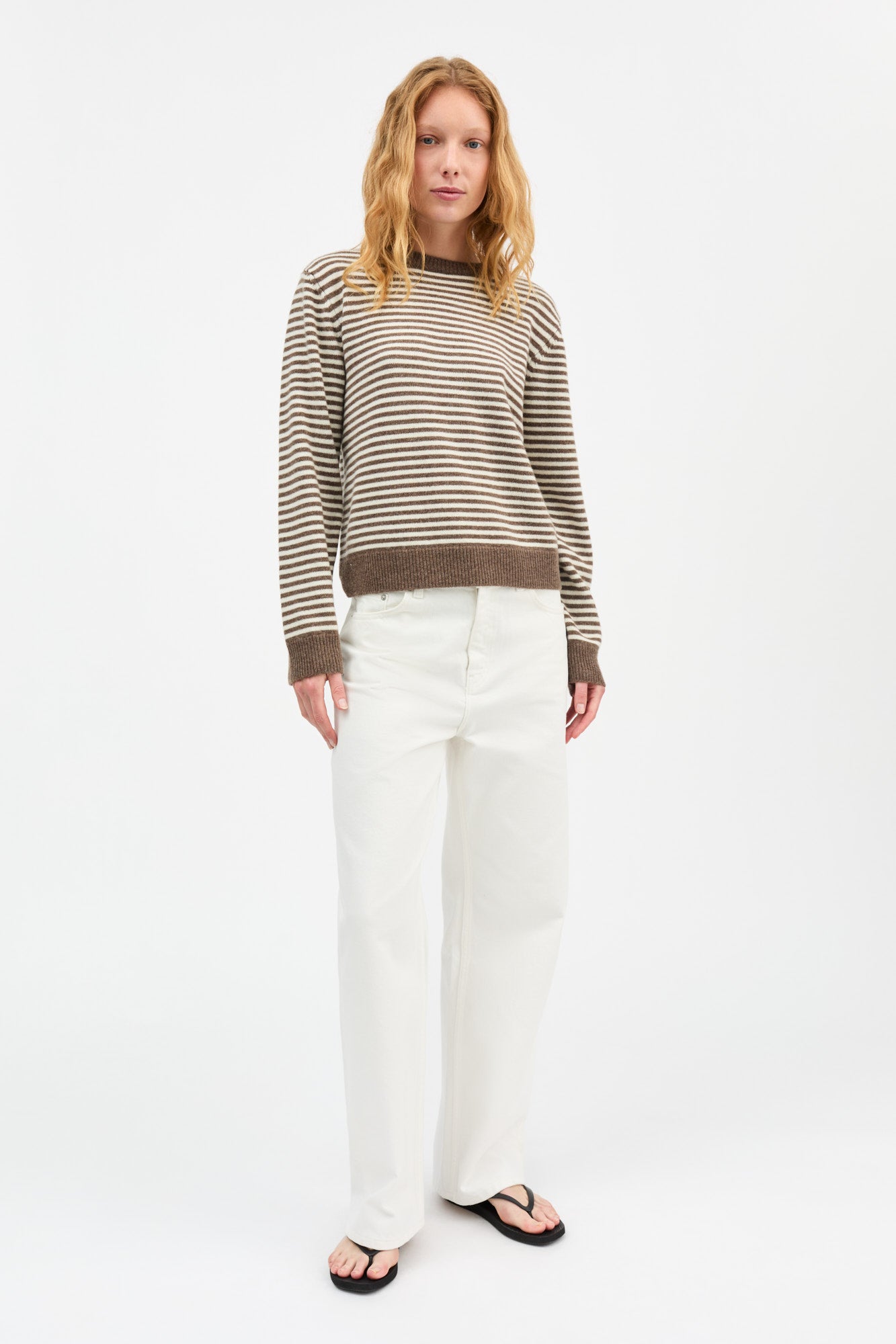 Skall Studio Cameron jumper Jumper White/Brown mélange stripe